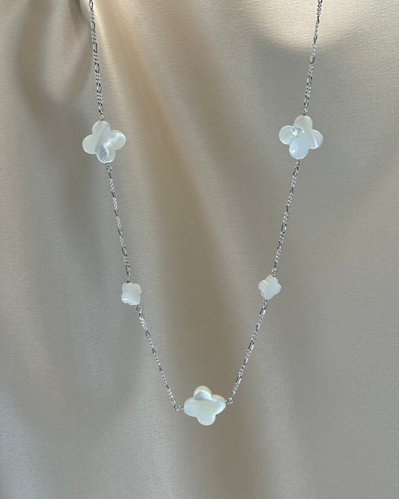 Clover Scatter Necklace - White Mother of Pearl