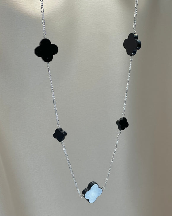 Clover Scatter Necklace - Black Onyx