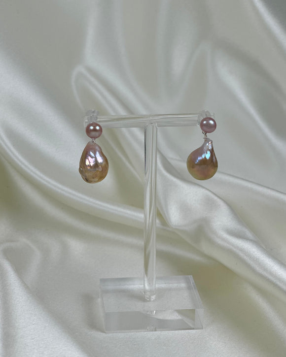 Baroque Pearl Avocado Drop Stud