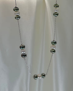 Pistachio Green Pearl Cluster Necklace