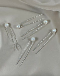 Silver Pearl Hair Pin - Large